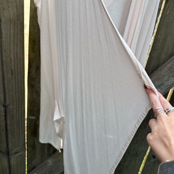 LOGO by Lori Goldstein Baby Pink Stretch Jersey Knit Hooded Long Vest Cardigan - Picture 3 of 7